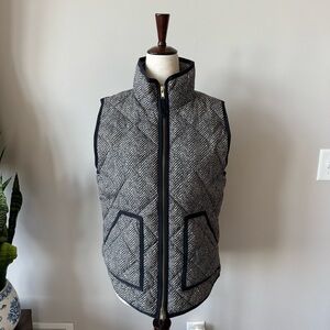 J. Crew Quilted Down Puffer Vest - Houndstooth Black and White